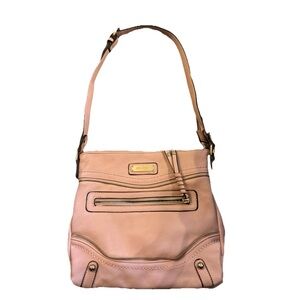 Coco + Carmen Pink Shoulder Bag with Gold Accents/Zipper/Adjustable Strap/Tassel